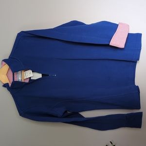 NWT Orvis 3/4 zip neck pull over. Blue w red/white details, size Large